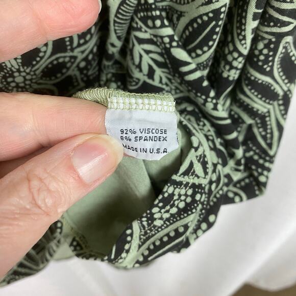 Bryn Walker Green&Brown Leaf Print Cowl Neck Dolman Sleeve Poncho Blouse Sz.L - Picture 10 of 11